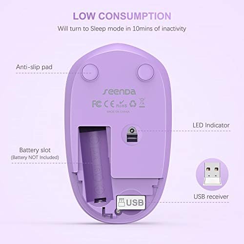 Light Blue Wireless Mouse – Ultra-Quiet 2.4 GHz Noiseless Computer Mouse with USB Receiver for Seamless Windows Experience – Portable, Ergonomic Design for Home, Office, or Travel