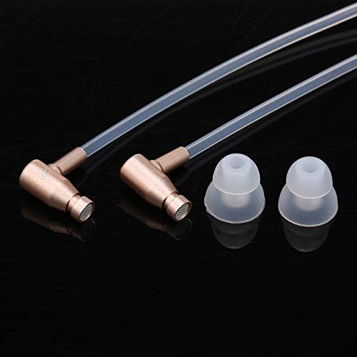 Docooler EMF-Free Air Tube Earbud Headphones – Stylish Rose Gold In-Ear Stereo Earphones with Microphone, Volume Control & Broad Smart Device Compatibility for Enhanced Sound Quality and Health Safety