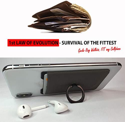 Gecko Universal Phone Ring Wallet – 360° Swivel Grip with Strong Adhesive for Credit Cards and Cash – Enhanced Stability and Comfort for Selfies, Videos, and Everyday Use – Compatible with All Cell Phone Models – Durable, Magnetic Mount Ready – Gray Finish – 90-Day Satisfaction Guarantee
