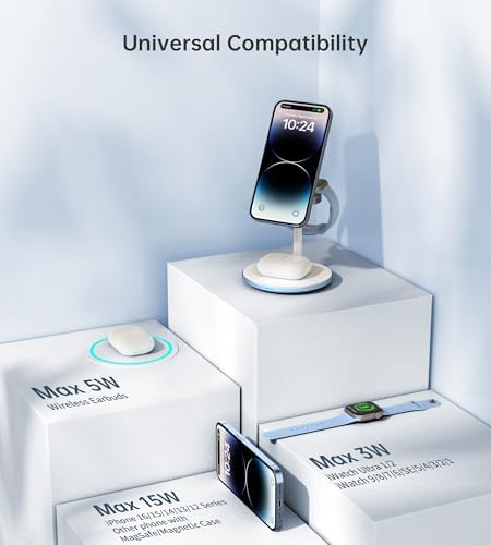 Sleek Yellow Wood Grain 3-in-1 Wireless Charging Station for Apple Devices – Fast 15 W Mag-Safe Charger with QC 3.0 Adapter for i Phone 16/15/14/13/12, Apple Watch Ultra/S9/8, and Air Pods – Elevate Your Workspace with Ultimate Compatibility and Modern Aesthetics, Perfect for Streamlined Charging Solutions