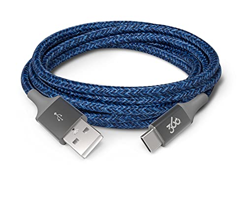 Premium 4 ft Braided USB-C to USB-A Charging Cable by 360 Electrical Habitat | Fast Charging Cord for Phones, Tablets & Laptops | Durable Tangle-Free Design in Navy | Enhanced Compatibility for Seamless Power-Up Experience