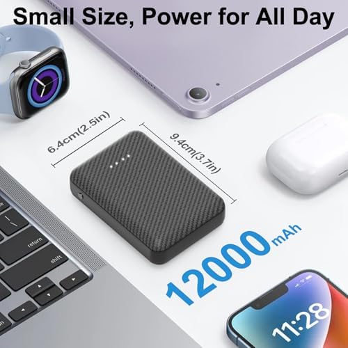 12000 m Ah High-Capacity Battery Pack for Heated Apparel – Fast Charging USB-C Power Bank for Jackets, Hoodies, and Pants – Versatile Portable Charger Compatible with i Phone, i Pad, Samsung Tablets – Essential Travel Accessory for Outdoor Enthusiasts