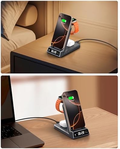 Swan Scout 703 A Premium Multi-Device Wireless Charging Station – Fast, Compact Charger for i Phone 11-16, Apple Watch SE 2-10, and Air Pods Pro 2/4 – Sleek Travel Power Hub for Effortless Device Management and Enhanced Compatibility