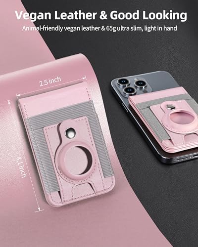 for Magsafe Wallet Stand with Airtag Holder, Strongest Magnetic Wallet for iPhone 16/15/14/13/12 Series, ID Window, 4 Card Slots, 10 Cards Holder, Vegan Leather, RFID Blocking, Black – Enhanced Compatibility and Speed