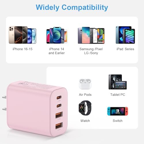 Compact 40 W Dual Port USB C Charger Block – Rapid Charge Cube for i Phone 11-16 Pro Max, i Pad, Samsung & More – Stylish Yellow Power Delivery & Quick Charge Technology for Ultimate Travel Convenience and Device Compatibility
