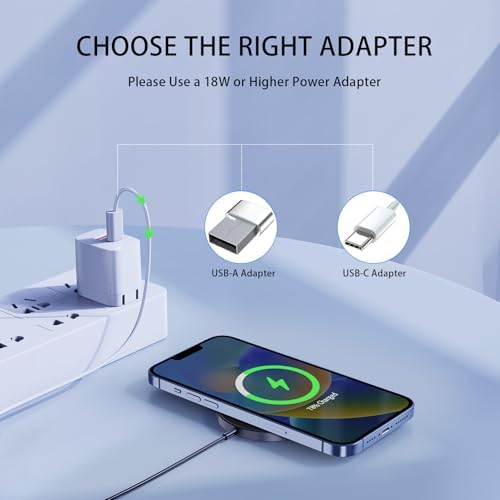 Mag Safe Charger 2 Pack – 15 W Magnetic Wireless Fast Charging Pads for i Phone 16/15/14/13/12 & Air Pods – Slim, Portable Design with Durable Aluminum Alloy – Quick USB-C/A Compatibility – Stylish Silver Finish for Ultimate Convenience and Efficiency