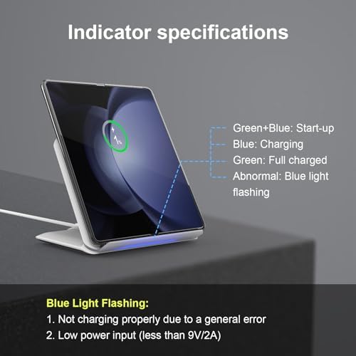Fast Wireless Charging Pad for Samsung Galaxy Z-Fold Series – 15 W 2-in-1 Charger with PD Adapter for Galaxy Z Fold 6/5/4/3, S24/S23/S22, Note20 Ultra, and Galaxy Buds2 Pro/2/Live – Sleek White Design for Enhanced Compatibility and Efficiency – Perfect for Busy Lifestyles