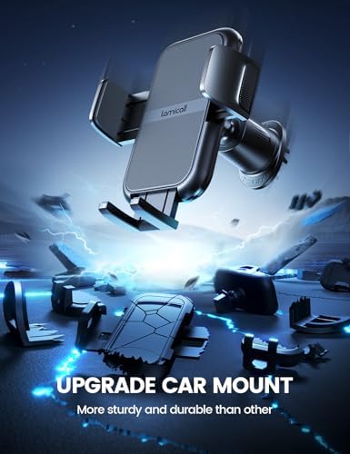 Lamicall 2025 Car Phone Holder with Wider Clamp & Metal Hook – Enhanced Air Vent Mount for Thick Case Compatibility, 360-Degree Rotation, Easy Installation, Dark Grey Finish for Ultimate Hands-Free Navigation and Safety