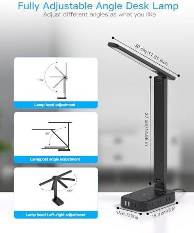 Transform Your Workspace with the One Beat Multifunctional Desk Lamp: 6 AC Outlets & 4 USB Ports (Including 2 USB-C) for Effortless Charging, 4 Color Modes & 5 Brightness Levels for Eye-Caring Illumination – Perfect for Home Office, College Dorm, and Essential Room Decor (White)