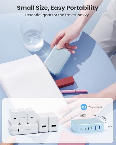 200 W USB C Charging Hub with 6 Ports – Ga N IV Foldable Wall Charger for Rapid Device Power-Up, PD 65 W Laptop Charger for Mac Book Pro, Dell, i Phone 16/15, i Pad, Galaxy & Steam Deck – Compact & Travel-Friendly Fast Charging Solution