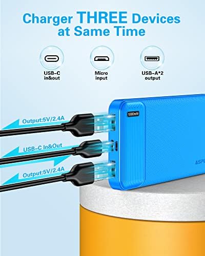 Dual 10,000 m Ah Portable Power Bank Set – Ultra-Slim USB-C Fast Charging Chargers for i Phone, Android, Google Devices – Triple-Port External Battery Pack for Safe, All-Day Use on the Go with Enhanced Compatibility and Lightweight Design