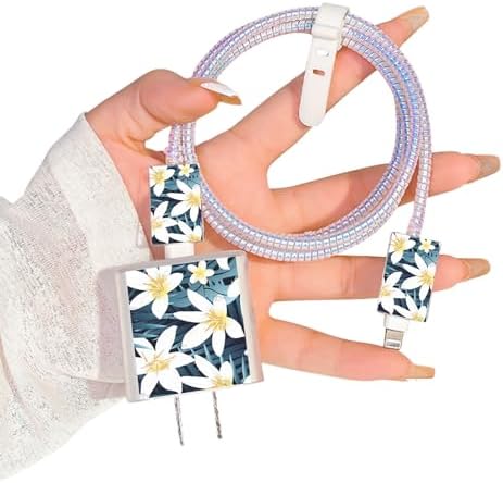 Charming Flower Butterfly Cable Protector for i Phone Chargers – Stylish Bright Blue Data Cable Saver for i Phone 11, 12, 13, 14 Pro Max, XS, XR, X, 7 & 8 Plus – Durable Cord Shield Enhancing Lifespan & Connection Reliability – Perfect i Phone Charger Accessory for Everyday Use