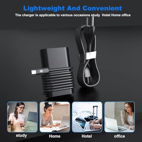Advanced 45 W USB-C Power Adapter for Dell XPS & Latitude Laptops – Swift Charging Solution for XPS 13, 9300, 9360, Latitude 5175 & More – Ultra-Lightweight Design for Effortless Mobility – Comprehensive Safety Mechanisms Against Overheat & Overcharge – Essential Laptop Charging Accessory for Professionals on the Move