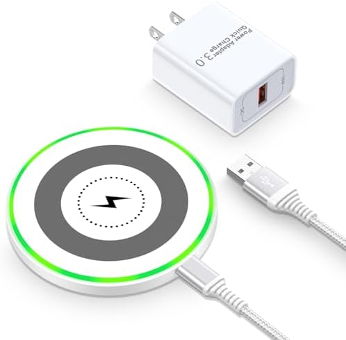 Pixel 9 Pro Fast Wireless Charging Pad – 15 W High-Speed Charger for Google Pixel 9/9 Pro/XL/Fold 8/7/7 Pro & Samsung Galaxy S25/S24/S23/S22/S21/S20 with QC Adapter – Sleek Design, Enhanced Compatibility & Non-Slip Surface for Secure Power Boost