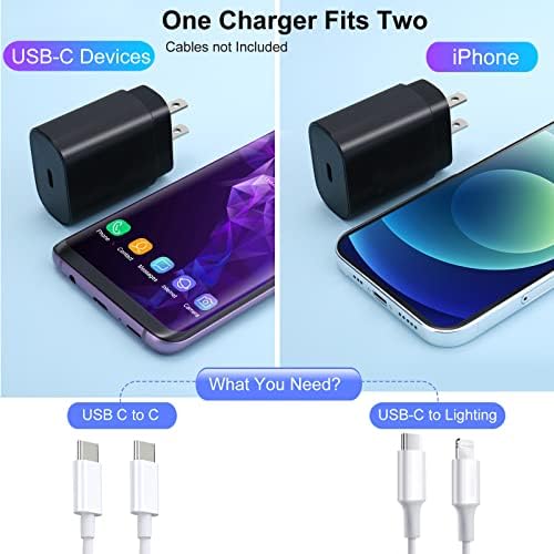 25 W USB C Charger Block 2-Pack – Super Fast Charging Power Adapter for i Phone 16/16 Plus/16 Pro/16 Pro Max/15/14/13/12, i Pad & Air Pods – Optimal Power Delivery & High Compatibility for Home and Travel Use