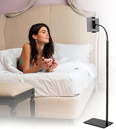 Adjustable Gooseneck Tablet Stand for i Pad and Cell Phones – Metal Floor Holder with Enhanced Flexibility and Stability for Ultimate Hands-Free Experience – Compatible with 4.7” to 13” Devices for Comfortable Viewing Anytime, Anywhere