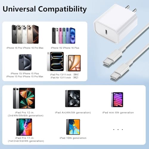 Rapid Charge Bundle: 3-Pack 6 FT USB-C to Lightning Cables for i Phone – Ultra-Fast Charging Compatibility with i Phone 14 Pro Max, 14 Plus, 13, 12 Mini, 11, 10, XS, SE – Durable & Convenient Charging Solution for Home, Office, and Travel