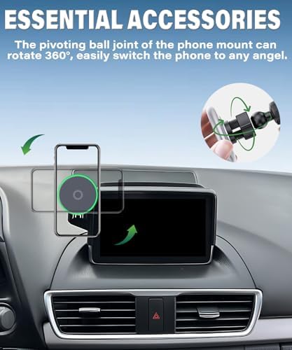 Mazda 3 2017-2018 Advanced 15 W Fast Wireless Car Phone Holder – Hands-Free Mount with 360-Degree Pivot for 7-Inch Displays – Ultimate Stability and Effortless Connectivity for Enhanced Driving Safety and Convenience
