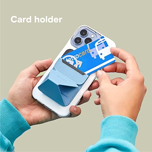 MOFT MagSafe Wallet for iPhone 16/15/14/13/12 Series, Strong Magnetic Phone Card Holder Fit 2 Cards & 3 Viewing Angles & Stain-Resistant Vegan Leather Phone Stand, Windy Blue – Enhanced Compatibility and Speed