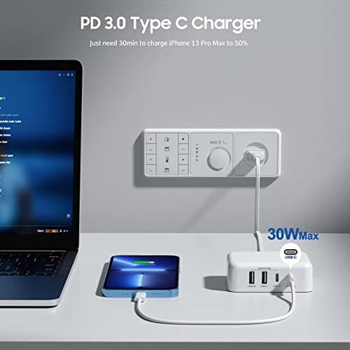Ultimate 125 W USB-C Multi-Device Charging Station: 6-Port Fast Charger with Ga N Technology for i Phone, i Pad, Apple Watch, Galaxy S23 & More – Compact Power Hub for Home & Office Efficiency