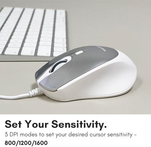 Effortlessly Enhance Your Workflow with the Macally USB-C Wired Mouse – Ergonomic Design, Adjustable DPI for Ultimate Precision, and Quiet Clicks for Distraction-Free Productivity – Perfect for Mac Book, i Mac, Windows PCs, and Laptops – Experience Seamless Compatibility and Unmatched Comfort Today!