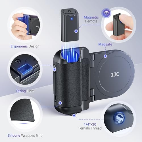 Transform Your Smartphone Photography with the JJC Magnetic Camera Grip Handle – Lightweight Ergonomic Phone Accessory with Wireless Shutter Remote & Tripod Compatibility for i Phone and Android Users, Stylish White Finish for Enhanced Control and Effortless Shooting