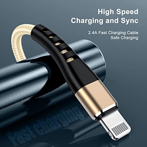 Essri 10 FT Nylon Braided i Phone Charger Cord 2-Pack – Fast Charging Lightning Cable for i Phone 14, 13, 12, 11, X, XS, XR, and 15 – Durable Blue 10 Foot Charging Solution for Ultimate Convenience and Style