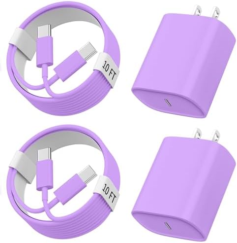 Ultimate 10 FT USB-C Fast Charging Kit for i Phone 16 and 15 – 20 W Power Adapter & Extra Long Cord for Rapid Charging of i Pads and Android Devices – Enhanced Compatibility and Durability for Everyday Use