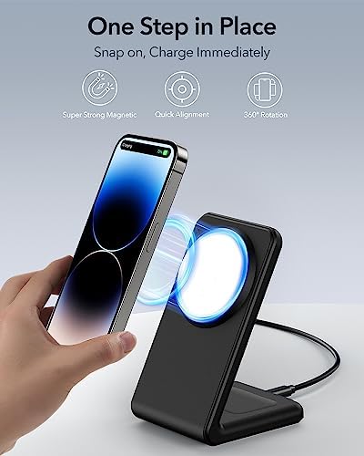 Meifigno Dual Pack Mag Safe-Compatible Fast Wireless Charger Stand with 20 W USB-C Block & 2 USB-C Cables – Premium Charging Solution for i Phone 16 Pro Max, 15, 14, 13, 12 & Air Pods 4/3/Pro – Sleek Design for Efficient Device Powering and Enhanced Compatibility