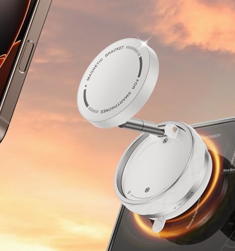 Vacuum Magnetic Car Phone Holder: for Magsafe Magnetic Suction Cup Phone Mount Holder 360° Cell Phone Holder for Car/Gym/Mirror Compatible with iPhone 16/15/14/13/12 Pro Max (White) – Enhanced Compatibility and Speed