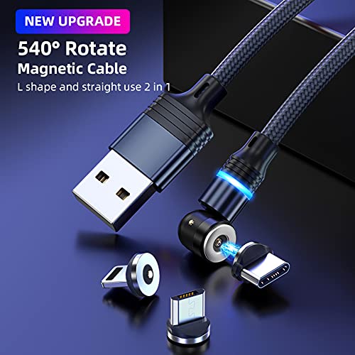 Ultimate 5-Pack Magnetic Charging Cable Set with 360° & 180° Rotating Connectors – Durable Nylon-Braided Design for Fast Charging of Type C, Micro USB & i Phone Devices in Multiple Lengths (1.6 FT, 3.3 FT, 6.6 FT) – Perfect for Home, Office & Travel Convenience