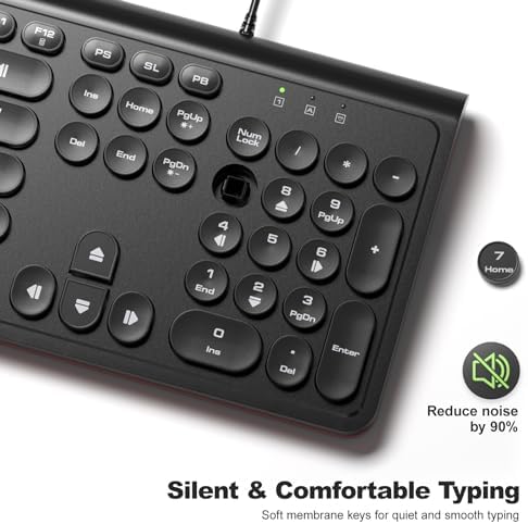 Retro-Inspired Full Size Typewriter Keyboard with Number Pad – Wired USB Keyboards for Windows 7, 8, 10, 11 | Enhance Your Typing Experience with Classic Charm and Modern Efficiency | Perfect for Home and Office Use