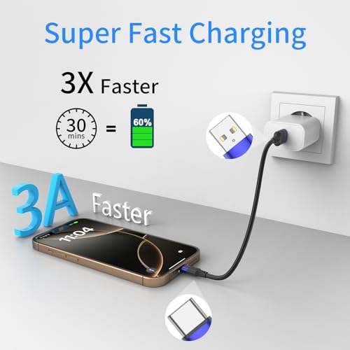1ft Multipack Short iPhone Charger Cable for iPhone 14 13 12, Bulk Short USB A to USB C Cable 12 inch for Charging Station Compatible with iPhone 15 Samsung Galaxy S20 S10 Note 20 10, 10 Pack Mixed – Enhanced Compatibility and Speed