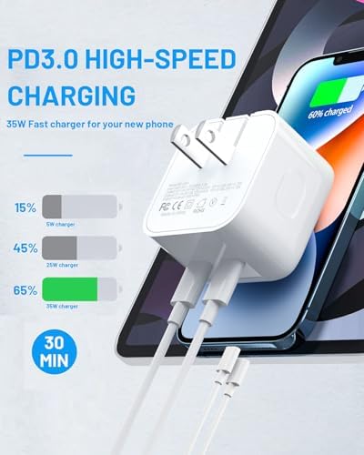 Universal 30 W USB-C Fast Charging Adapter with 6 ft Type C Cable – Optimized for Google Pixel 8/7/6/5 Series, i Phone 15/Pro/Pro Max, and Galaxy S25/S24/S23 – Compact Wall Charger for Effortless Power Delivery and Enhanced Device Compatibility