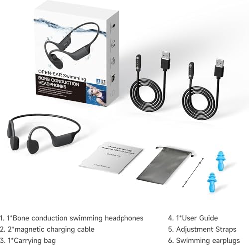 Revolutionary IP68 Waterproof Bone Conduction Headphones – Bluetooth 5.4 Enabled Underwater Audio Device with 32 GB Internal Memory and Open-Ear Design for Enhanced Safety and Comfort for Athletes and Swimmers