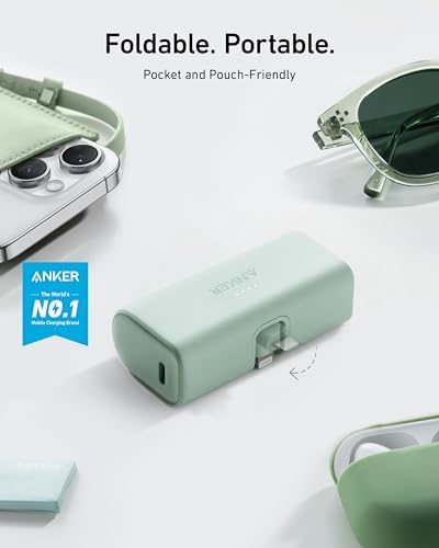 ANKER Nano Power Bank 5,000 m Ah with Built-in Lightning Connector – MFi Certified Portable Charger for Fast Charging i Phone 14/13/12 Series, Compact & Travel-Friendly Power Solution in Purple – Effortless, Tangle-Free Charging Anywhere