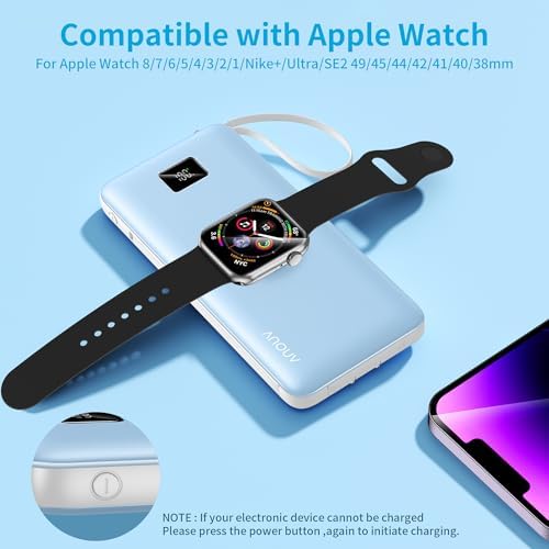 Revolutionize Your Charging Experience with ANOUV 10,000 m Ah Portable Power Bank – Built-in Cables & AC Plug for Fast, On-the-Go USB-C Charging, Compatible with i Phones and All Smart Devices – LED Display for Real-Time Battery Monitoring – The Ultimate Travel Essential for Efficiency and Convenience