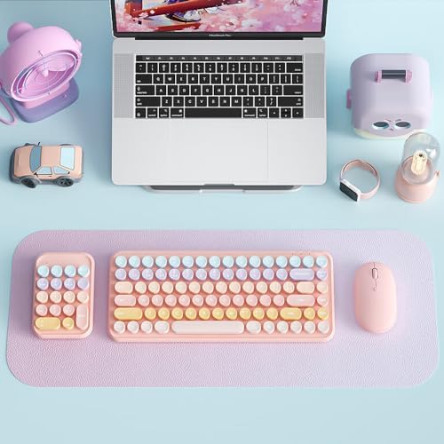 Charming Retro Typewriter Style Wireless Numeric Keypad – Sweet Pink 2.4 G/Bluetooth/USB-C Rechargeable Numpad for Multi-Device Use with 18-Key NKRO, Lightweight Design for Effortless Data Entry and Enhanced Productivity