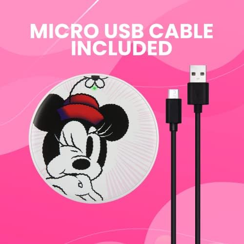 Minnie Mouse Wireless Charging Pad: Enchanting Qi-Compatible Charger for All Devices – Fast, Compact Charging Station with Playful Design for Disney Lovers – Travel-Ready with Secure Non-Slip Base for Effortless Power Up