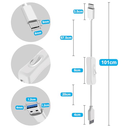 Premium USB C to USB Cable with On/Off Switch – High-Speed 5 Gbps Data Transfer & Power Supply for Laptops, PCs, Phones, and Cars (1.5 m / 4.9 FT) – Versatile Connectivity Solution for Enhanced Efficiency and Convenience