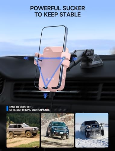 MOKPR Wireless Car Charger, 15W Auto Clamping Car Charger Dash Windshield Air Vent Phone Holder Compatible with iPhone 16 15 14/13/13 Pro/12 pro/12/11/X/8, Samsung S24/S23/S22 – Enhanced Compatibility and Speed