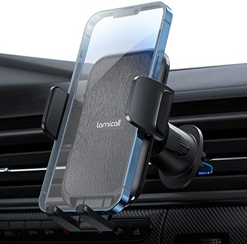 Lamicall 2025 Car Phone Holder with Wider Clamp & Metal Hook – Enhanced Air Vent Mount for Thick Case Compatibility, 360-Degree Rotation, Easy Installation, Dark Grey Finish for Ultimate Hands-Free Navigation and Safety