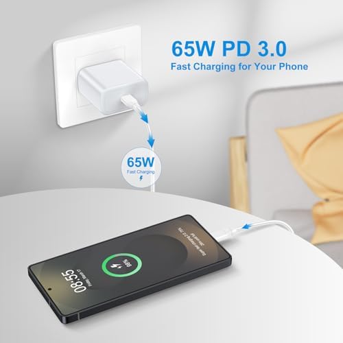 65 W Ultra-Fast Samsung Galaxy S25 Edge Charger with 6 ft USB C Cable – Efficient Power Source for Galaxy S25 Ultra, S25+, S24, S23, and More – Premium Rapid Charging Adapter with Safety Features for Android Devices