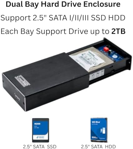 Ultra-Fast CR-H218 P USB 3.1 Gen 2 Dual-Bay RAID Enclosure for 2.5″ SATA SSDs/HDDs – Versatile RAID 0/1/JBOD Modes with Shock Protection, Bus-Powered Convenience, and Cross-Platform Compatibility for Windows, Mac, and Linux Users – Ideal for Professional Data Management and Portable Storage Solutions