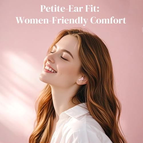 Stylish Rose Gold Heart Wireless Earbuds for Girls – Mini Bluetooth Earbuds Designed for Small Ears, Perfect for Kids & Women – Lightweight, Comfortable Fit with Superior Sound Quality for i Phone & Android, Ideal for Travel & Everyday Use