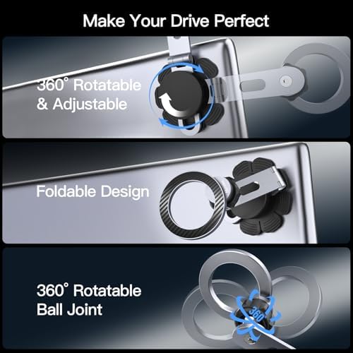 Nycetek Advanced Foldable Magnetic Phone Mount for Tesla Models Y, 3, S, and X – Premium Alloy Dashboard Holder for i Phone & Samsung – Enhances Driving Safety with Space-Saving Design and Effortless Hands-Free Navigation