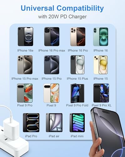 2025 Advanced i Phone 16 e Charger Set – Dual 20 W USB C Wall Adapters with 10 FT Ultra-Long Charging Cable for i Phone 16 Series, i Pad, and More – Unmatched Fast Charging & Enhanced Device Compatibility
