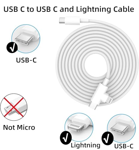 Premium 10-Foot USB-C to Lightning Charging Cable Set – Fast 90-Degree Connector for i Phone 16/15/14/13/12, i Pad, Mac Book, and Samsung Galaxy – Enhanced Durability with Superior Compatibility for Effortless Power and Connectivity