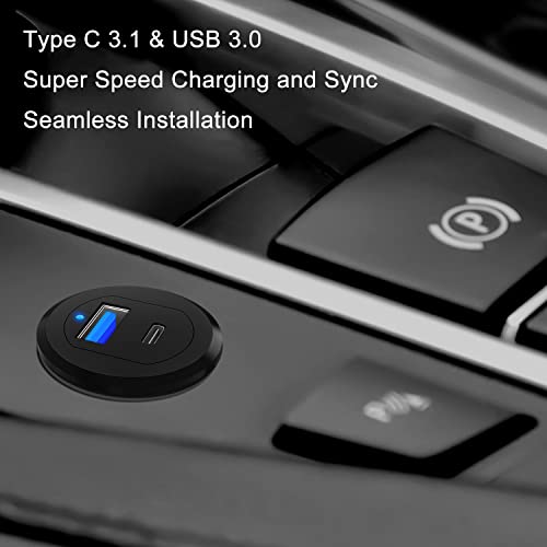 Revolutionize Your Vehicle’s Connectivity with the Type C 3.1 & USB 3.0 Flush Mount Extension Cable – 1-Foot Waterproof Dashboard Solution for Cars, Boats, and Motorcycles with Built-in LED Indicator for Enhanced Visibility and Fast Data Transfer