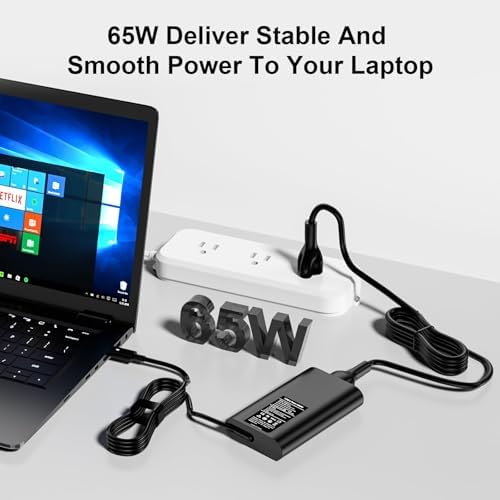 Efficient 65 W USB-C Charger for Dell Latitude, XPS, and Chromebook Models – Rapid Charging, Universal Compatibility, and Travel-Friendly Design for Maximum Portability and Performance